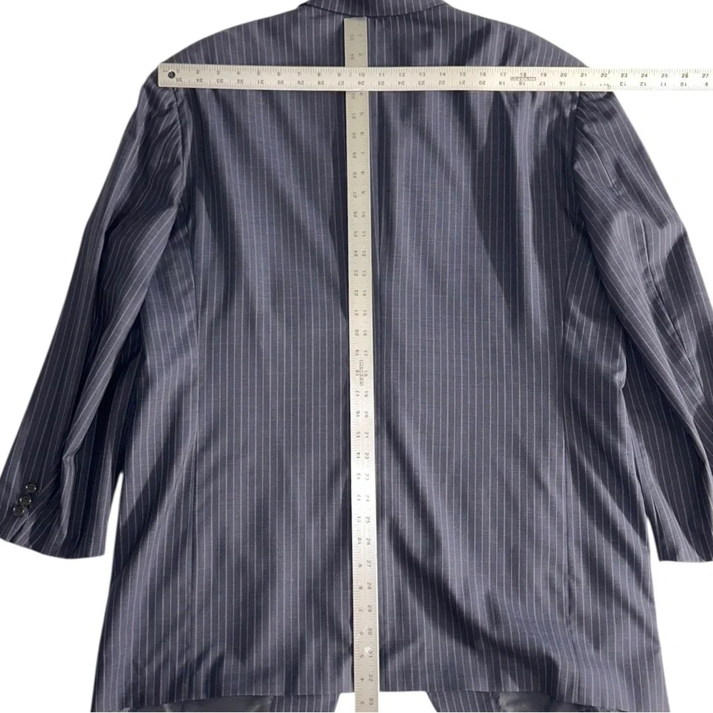 Pal Zileri Men’s Made in Italy Navy Blue Pinstripe Wool Sport Coat Blazer ~ 48L
